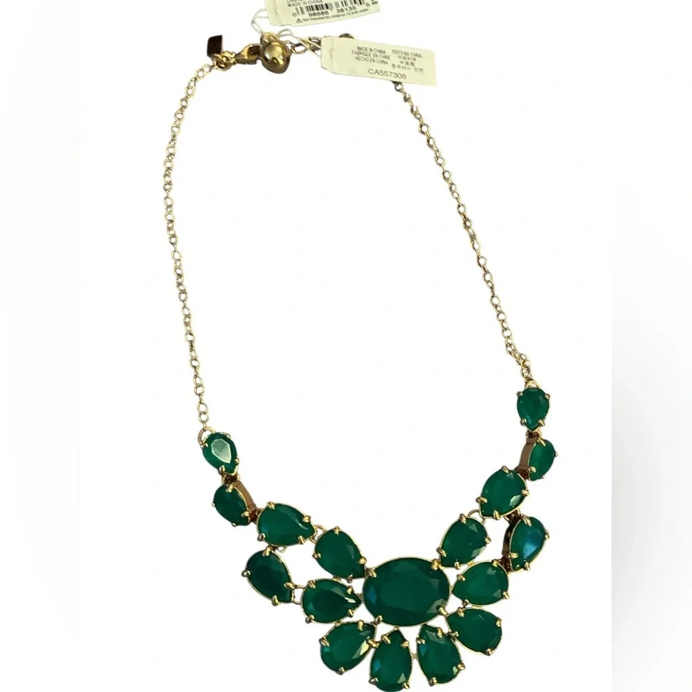 NWT KATE SPADE PLAZA ATHENEE NECKLACE TURQUOISE/EMERALD BIB NECKLACE - Picture 3 of 11